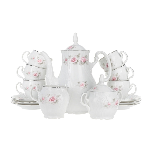 Кофейный сервиз Bernadotte Бледные розы Отводка платина, на 6 персон, 17 пр. P1753300SQ15396021 Thun