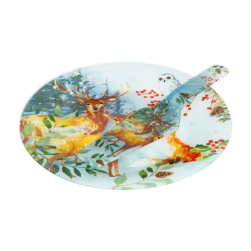 Блюдо для торта с лопаткой Зимняя сказка, 28 см 198-222 Lefard