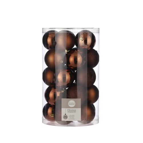 Набор пластиковых шаров, 8 см, 25 шт., коричневый, в прозрачной упаковке 84682 House of Seasons
