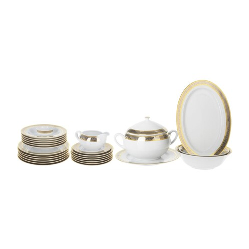 Столовый сервиз Opal Широкий кант платина, золото, 25 пр. P1662325SQ38400700 Thun