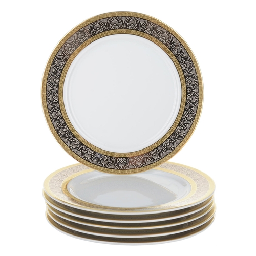 Тарелка десертная Opal Широкий кант платина, золото, 17 см, 6 шт P1210097JQZ8400700 Thun