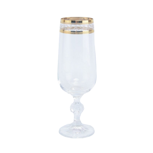 Набор фужеров для шампанского Клаудиа Золотой Лист (180 мл), 6 шт. 23504 Crystalite Bohemia