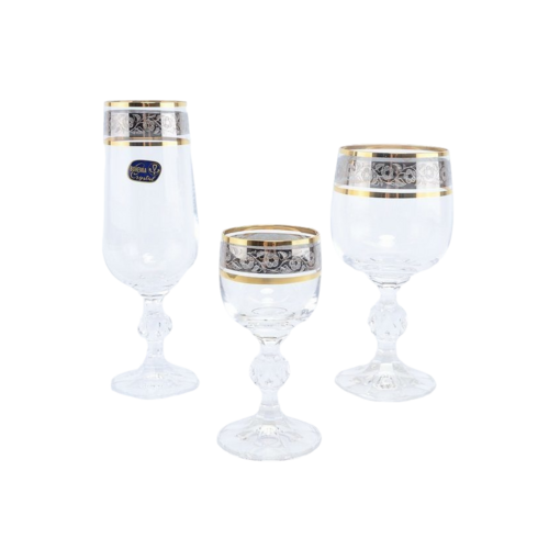 Набор фужеров Клаудиа Панто Платина, 18 пр. 23035 Crystalite Bohemia