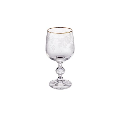 Бокал для вина Клаудиа Виноградные гроздья Золото (230 мл), 15х6.5 см 49527 Crystalite Bohemia