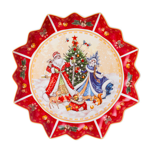 Блюдо Дед Мороз и Снегурочка, 38 см, красное 85-1735 Lefard