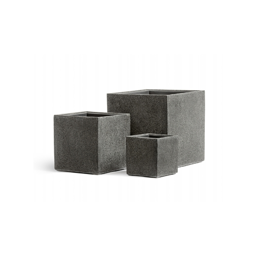 Кашпо Effectory Stone Куб, 20х20х20 см, темно-серый камень 41.3321-01-064-GR-20 Treez