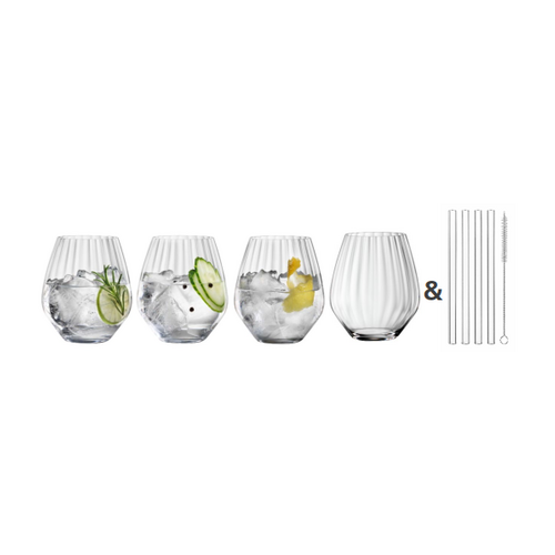 Набор низких стаканов Tastes Good Gin&Tonic (625 мл), с трубочками, 4 шт. 104367 Nachtmann