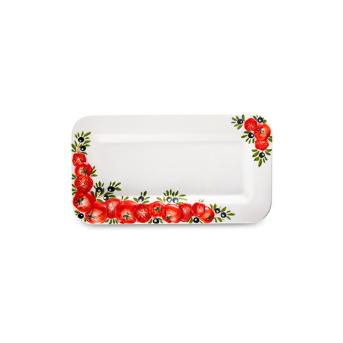 Блюдо прямоугольное Томаты и оливки, 39х21 см EDW-1048P Edelweiss