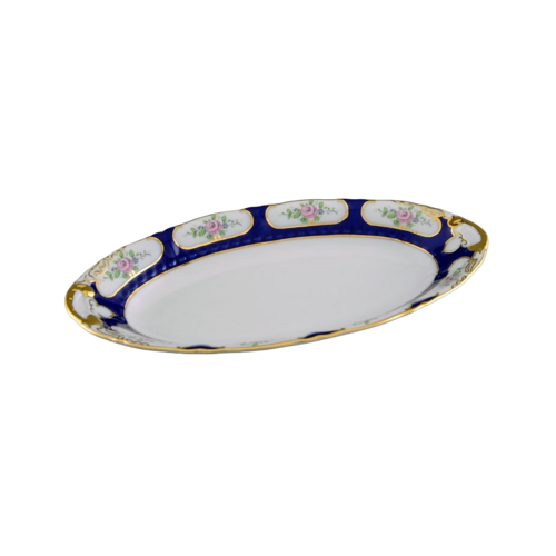 Блюдо овальное Соната Розовый цветок Кобальт, 23 см 07116125-0419 Leander