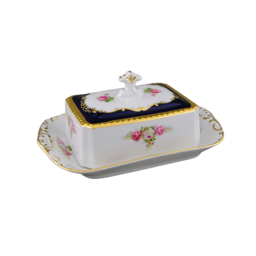 Масленка граненная Соната Мелкие цветы (250 мл), кобальт 07122315-0440 Leander