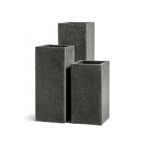 Кашпо Effectory Stone Высокий куб, 60х31х31 см, темно-серый камень 41.33-01-22-087-GR-060 Treez