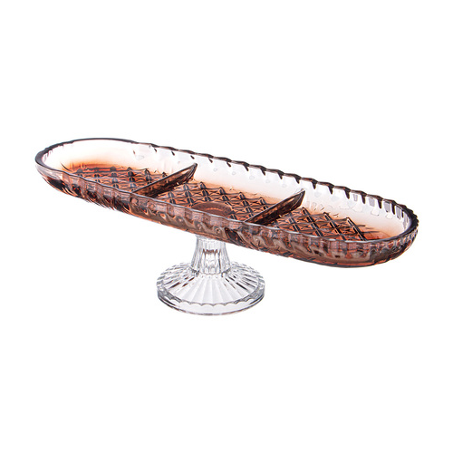 Блюдо на ножке овальное 3 секции BROWN, 39х14 см 337-113 Alegre Glass