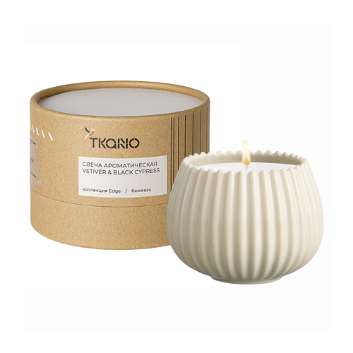 Свеча ароматическая Edge Vetiver & Black cypress, бежевая TK23-ARO0017 Tkano