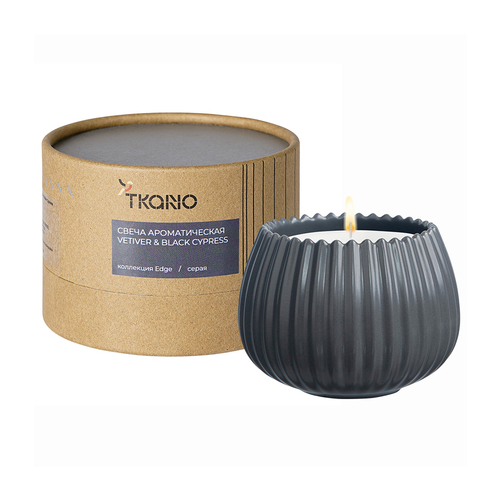 Свеча ароматическая Edge Vetiver & Black cypress, серая TK23-ARO0029 Tkano