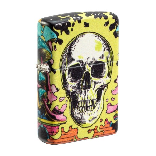 Зажигалка Skull Design с покрытием Glow In The Dark Green, 38x13x57 мм, разноцветная 48640 ZIPPO