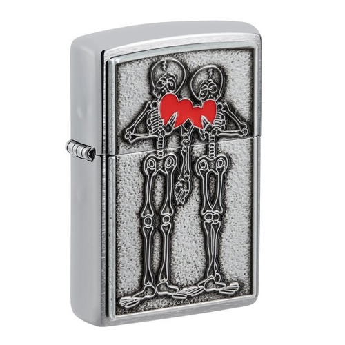 Зажигалка Couple Love с покрытием Brushed Chrome, 36x13x57 мм, серебристая 48688 ZIPPO