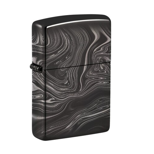 Зажигалка Marble Pattern Design с покрытием High Polish Black, 38x13x57 мм, черная 49812 ZIPPO