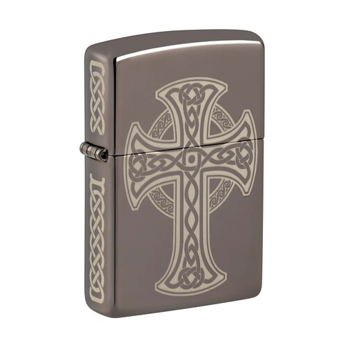 Зажигалка Celtic Cross Design с покрытием Black Ice, 38x13x57 мм, черная 48614 ZIPPO