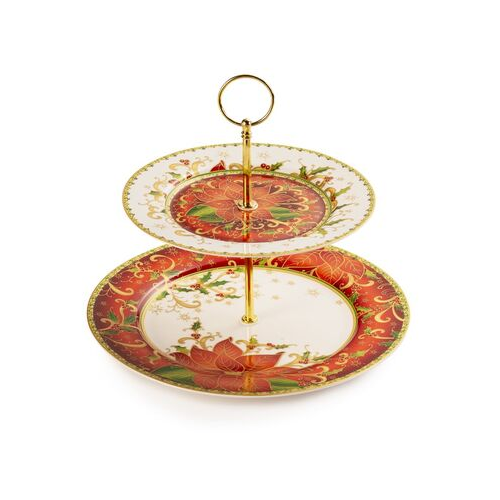 Блюдо двухъярусное Palais Royal Рождественская звезда, 24-27 см LMR-22137 Lamart