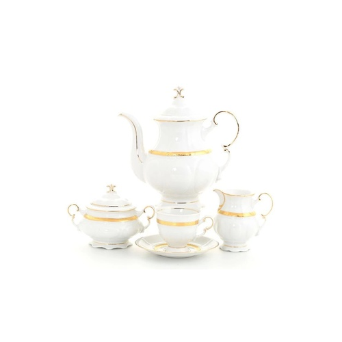 Кофейный сервиз Соната Золотая отводка, 15 пр., белый 07160714-0867 Leander