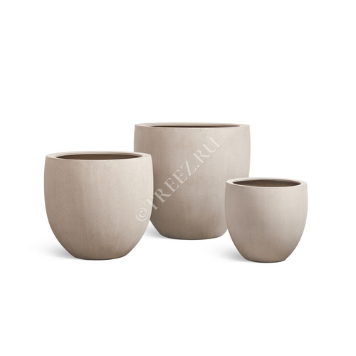 Кашпо Treez Effectory Beton Большой округлый конус, 70х68 см, белый песок 41.33-02-23-108-BE-70 Treez