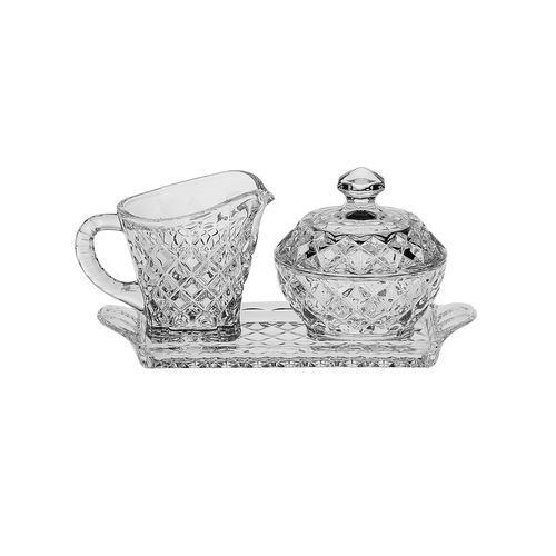 Молочник и сахарница Diamond на подносе 990/99999/9/14100/004-309 Crystal Bohemia