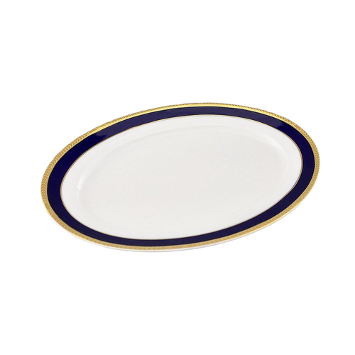 Блюдо овальное Сабина Сине-золотая лента, 35 см 02111523-0767 Leander