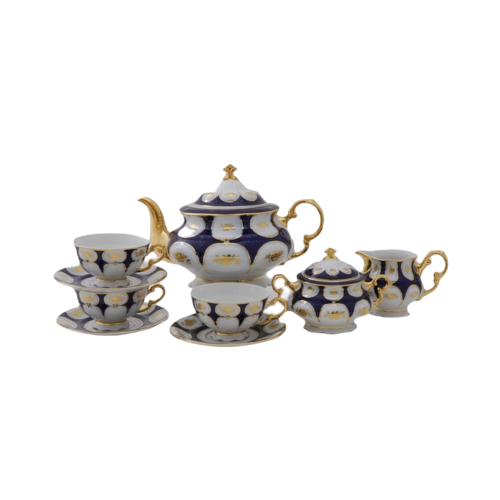Сервиз чайный Соната Темно-синий орнамент с золотом, 15 пр. 07160725-0443 Leander