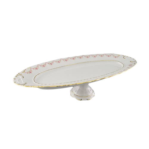 Блюдо овальное на ноге Соната Розовая нить, 55.5 см 07121518-0158 Leander