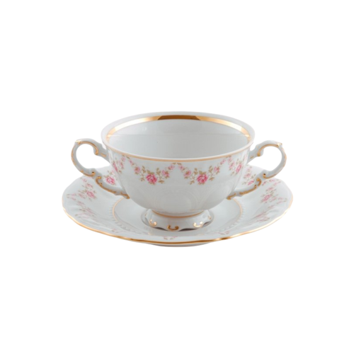 Чашка для супа Соната Розовая нить (0.35 л) с блюдцем 07120624-0158 Leander