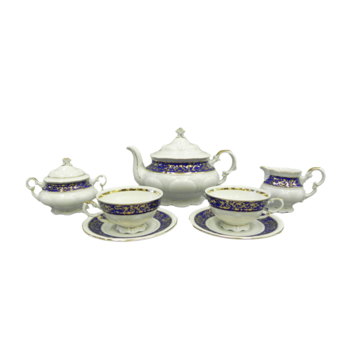 Сервиз чайный Соната Золотые узоры на синем, 15 пр. 07160725-1024 Leander