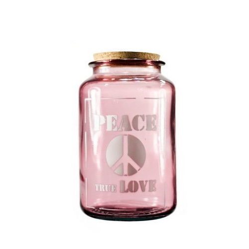 Банка для сыпучих Peace true love (3.1 л), 15х25 см, розовая 5265_1F309 Vidrios San Miguel