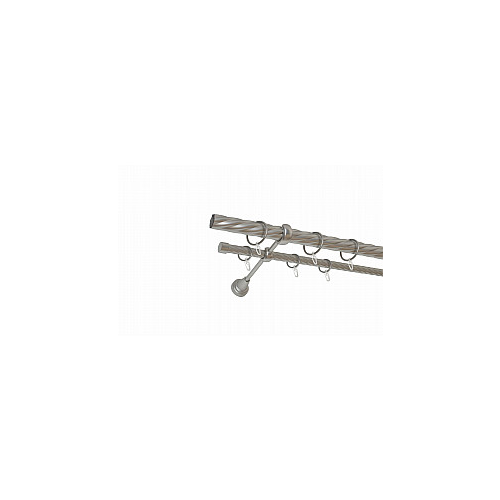 Карниз металлический 2-рядный хром матовый, крученая труба, 180 см, ø25 мм
