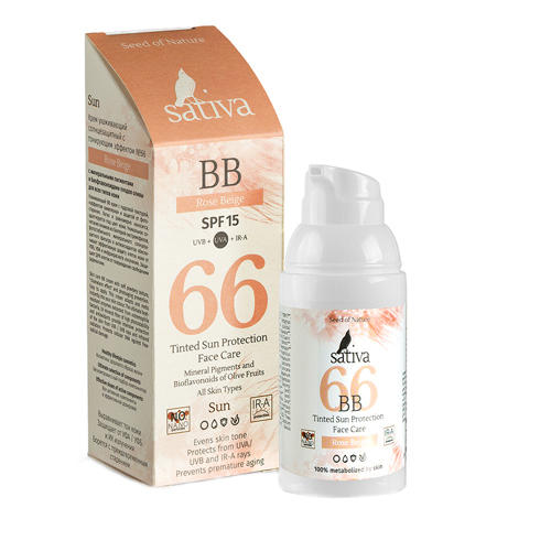 Sativa Крем солнцезащитный с тонирующим эффектом "№68 Rose Beige SPF 30" 30 мл (Sativa, Sun)