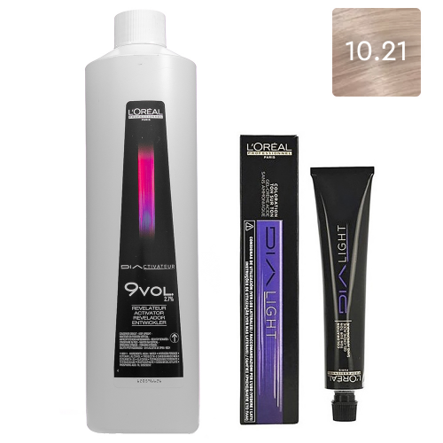 L'Oreal Professionnel Набор Краситель без аммиака Dia Light 10.21, 50 мл + Оксидент 2,7% (9 vol.), 1000 мл (L'Oreal Professionnel, Окрашивание)