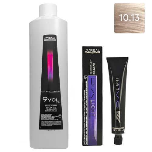 L'Oreal Professionnel Набор Краситель без аммиака Dia Light 10.13, 50 мл + Оксидент 2,7% (9 vol.), 1000 мл (L'Oreal Professionnel, Окрашивание)