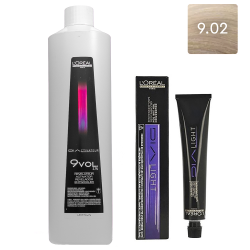 L'Oreal Professionnel Набор Краситель без аммиака Dia Light 9.02, 50 мл + Оксидент 2,7% (9 vol.), 1000 мл (L'Oreal Professionnel, Окрашивание)