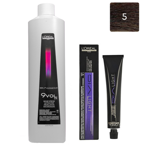 L'Oreal Professionnel Набор Краситель без аммиака Dia Light 5, 50 мл + Оксидент 2,7% (9 vol.), 1000 мл (L'Oreal Professionnel, Окрашивание)