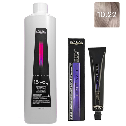 L'Oreal Professionnel Набор Краситель без аммиака Dia Light 10.22, 50 мл + Оксидент 4,5% (15 vol.), 1000 мл (L'Oreal Professionnel, Окрашивание)