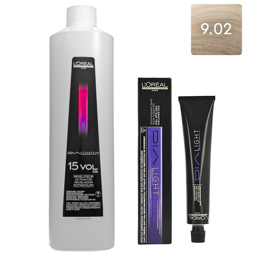 L'Oreal Professionnel Набор Краситель без аммиака Dia Light 9.02, 50 мл + Оксидент 4,5% (15 vol.), 1000 мл (L'Oreal Professionnel, Окрашивание)