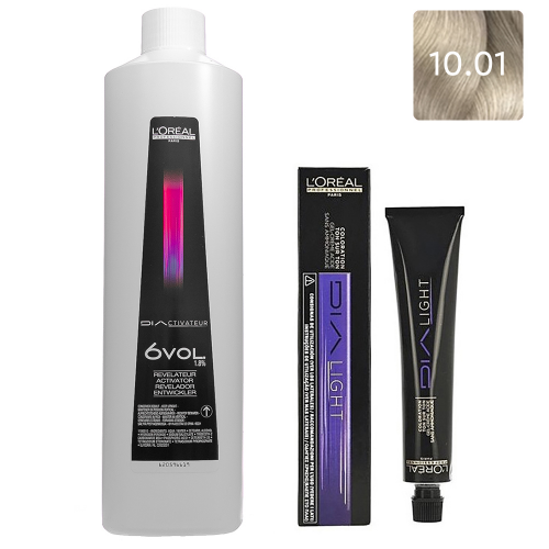 L'Oreal Professionnel Набор Краситель без аммиака Dia Light 10.01, 50 мл + Оксидент 1,8% (6 vol.), 1000 мл (L'Oreal Professionnel, Окрашивание)