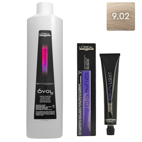 L'Oreal Professionnel Набор Краситель без аммиака Dia Light 9.02, 50 мл + Оксидент 1,8% (6 vol.), 1000 мл (L'Oreal Professionnel, Окрашивание)