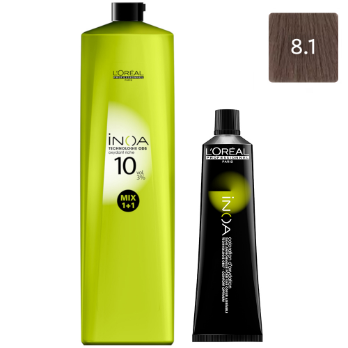 L'Oreal Professionnel Набор Безаммиачная краска Inoa ODS 2 8.1, 60 г + Оксидент обогащенный 3% (10 Vol.), 1000 мл (L'Oreal Professionnel, Окрашивание)