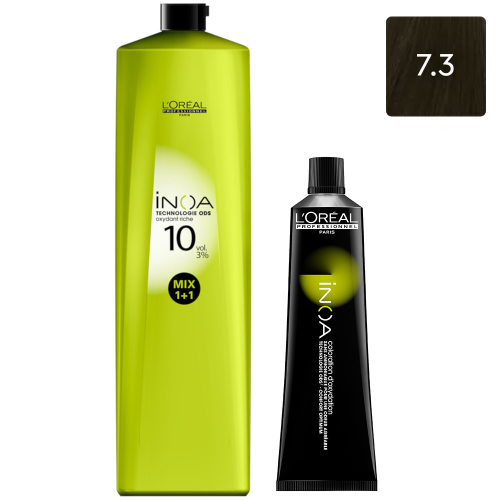 L'Oreal Professionnel Набор Безаммиачная краска Inoa ODS 2 7.3, 60 г + Оксидент обогащенный 3% (10 Vol.), 1000 мл (L'Oreal Professionnel, Окрашивание)