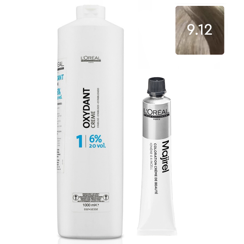 L'Oreal Professionnel Набор Краска для волос Majirel High Resist 9.12, 50 мл + Оксидент-крем 6% (20 Vol.), 1000 мл (L'Oreal Professionnel, Окрашивание)