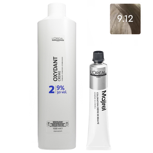L'Oreal Professionnel Набор Краска для волос Majirel High Resist 9.12, 50 мл + Оксидент-крем 9% (30 Vol.), 1000 мл (L'Oreal Professionnel, Окрашивание)