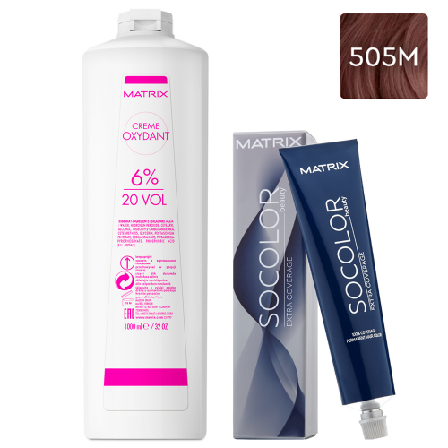 Matrix Набор Перманентный краситель Socolor beauty Extra.Coverage 505M, 90 мл + Оксидант 6%, 1000 мл (Matrix, Окрашивание)