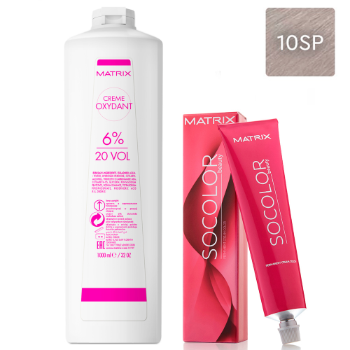 Matrix Набор Перманентный краситель Socolor beauty 10SP, 90 мл + Оксидант 6%, 1000 мл (Matrix, Окрашивание)