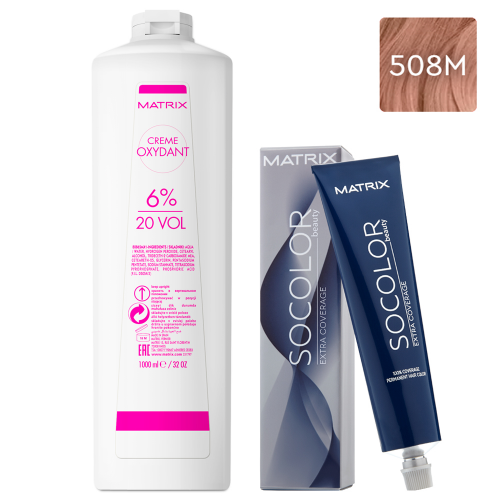 Matrix Набор Перманентный краситель Socolor beauty Extra.Coverage 508M, 90 мл + Оксидант 6%, 1000 мл (Matrix, Окрашивание)