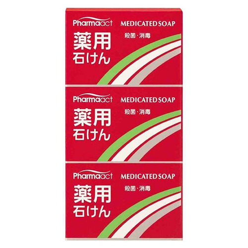 Kumano Cosmetics Мыло с триклозаном антибактериальное Pharmaact Medicated Soap, 100 г *3 шт. (Kumano Cosmetics, Твердое мыло)